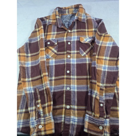 Slide Rider Other - Slide Rider Plaid Flannel Shirt Men's Large Brown Blue 100% Cotton Workwear